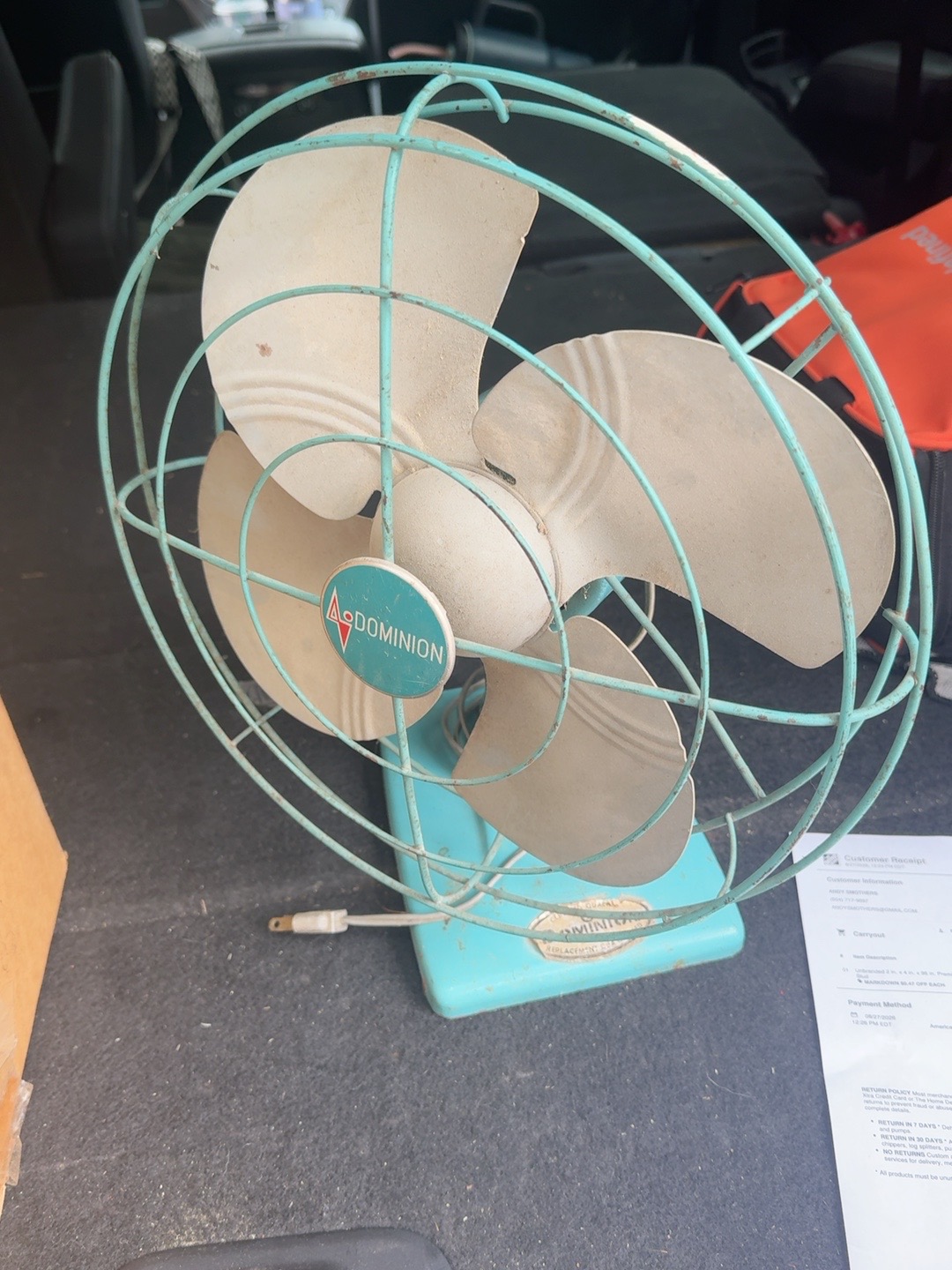 Dominion two-speed fan as received